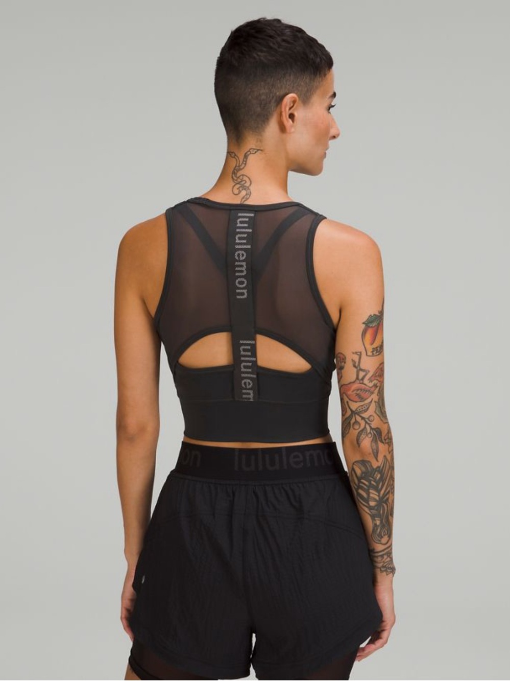 Lululemon Mesh-Back Training Cropped Tank Top *Graphic (Graphite Grey) Size 2